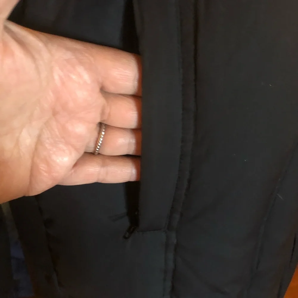 Athleta Down Puffer Parka Jacket dual zipper Coat with hood & embroidered detail - Picture 6 of 12
